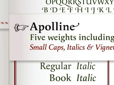 A possible Apolline Pro printed specimen 2012 apolline fonts opentype porchez pro specimen typofonderie typography