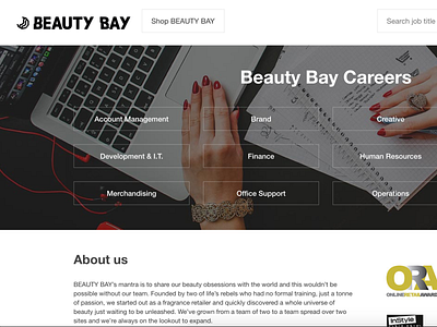 Beauty Bay Careers bootstrap css css3 html html5 jquery js wordpress