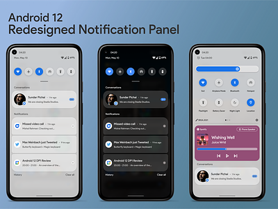 Android 12 Notification Panel Redesign