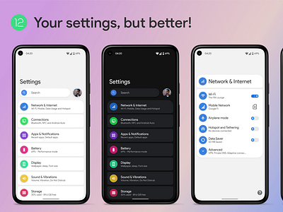 Android 12 Settings Page Redesign