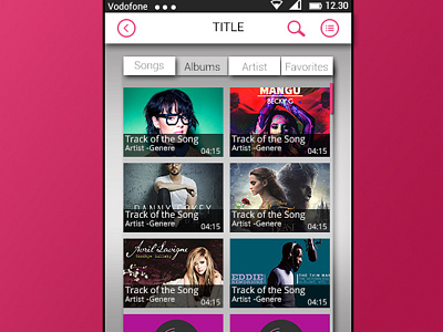 Music App Grid View card collection