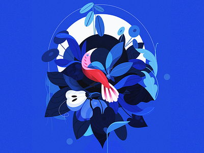 Red & Blue art blue colors concept flat fruits geometry illustration jungle leaves nature red shapes texture vector