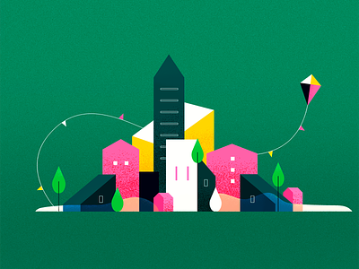 It's almost summer☀️ city colors concept flat geometry green illustration pink shapes summer texture vector