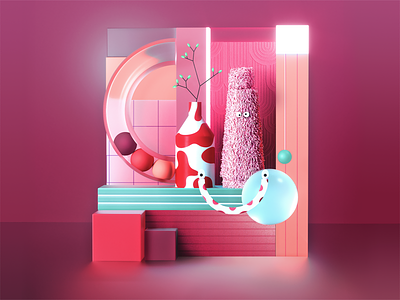 👀Life around us 3d colors concept design eyes graphic design illustration pink stillife texture vase vector