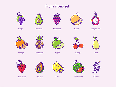 Fruit's Icons colors flat icons illustration
