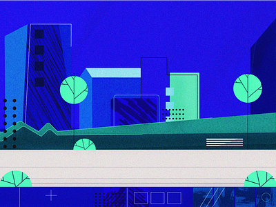 City views blue colors concept flat illustration texture