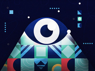 IQC eye blue blue and red character colors dark deep blue eye flat geometric grain illustration shapes texture