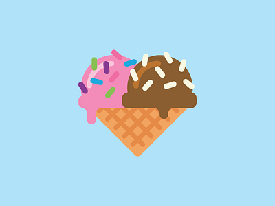 Ice Cream Heart chocolate flat heart ice cream illustration strawberry