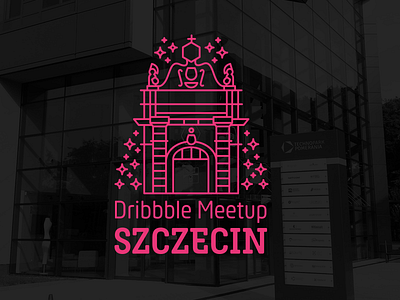 Dribbble Meetup Szczecin dribbble event flat illustration line art logo meetup minimal pink
