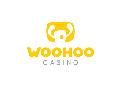 Woohoo Casino logo branding casino happy identity logo minimal yellow