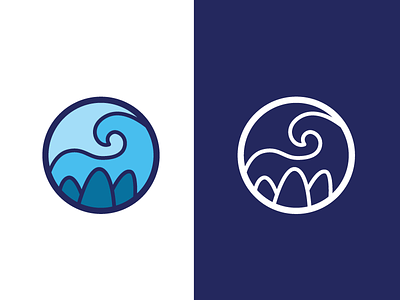 Seastone Spa logo blue flat logo minimal sea spa stone wave