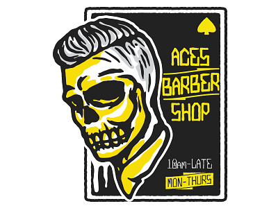 Aces Barber Shop Illustration banner barber barber shop design illustration logo shop skull typography