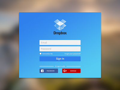 Dropbox User Login Form Design app c design desktop drink dropbox flat food modern red restaurant ui