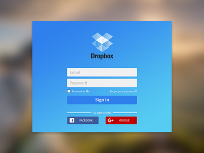Dropbox User Login Form Design