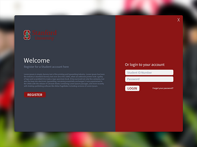 Stanford University Student Login Form app design desktop drink flat food modern red restaurant stanford ui