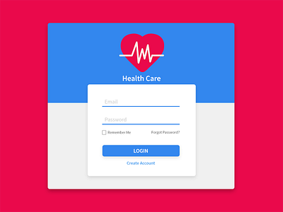 Hospital Health Care App Login Form