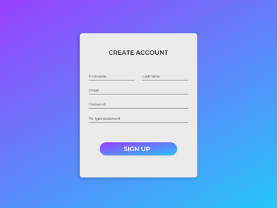 Sign Up Form UI Design blue design gradient login mockup purple register signup tutorial ui university wireframe