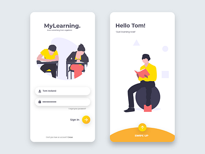 Modern Learning App Login Screen UI Design