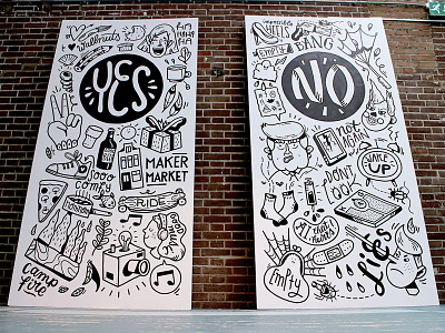 Maker Market wall panels amsterdam dislikes drawing illustration likes mural wall art wallpainting