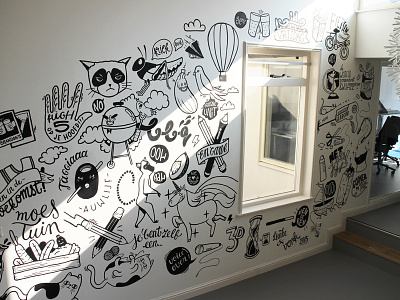Wallnuts In60seconds amsterdam drawing illustration mural office wall art wallpainting
