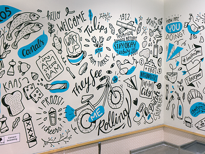 Stayokay Hostel Mural amsterdam drawing handlettering illustration lettering mural wall art wallpainting