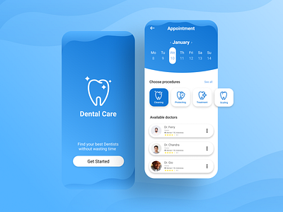 Mobile App Design for Dental Care agency background booking branding design development digital doctor financial graphic design icon illustration logo minimal seo studio typography ui ux vector