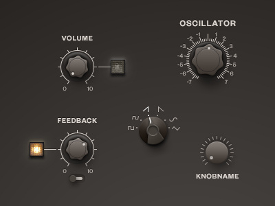 Knóbz Vol.6 first preview audio gui interface kit knobz psd set ui