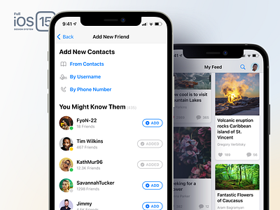 Full iOS 15 UI Kit — Social Networks android app button figma icon interface ios ios15 iphone kit mobile screen social ui ux