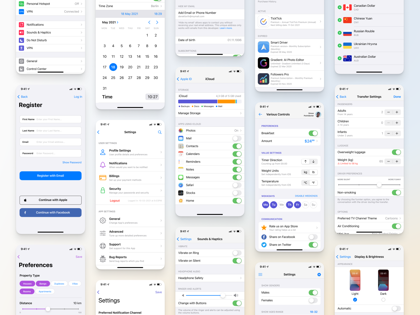 Full iOS 15 UI Kit — Controls & Settings (Light Mode) by kolpikov for ...