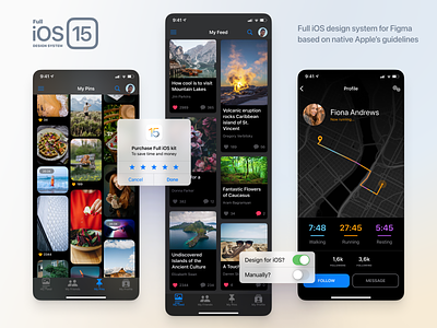 Full iOS 15 UI Kit — Dark Social Screens