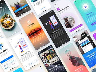 Full iOS 15 UI Kit — Walkthrough & Start Screens