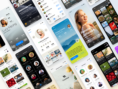 Full iOS 15 UI Kit — Social Screens android dark design figma interface ios ios15 iphone light mobile network profile screen social system ui ux
