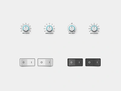 Some new Skeuomophic controls audio control dark figma interface knob light mobile scale skeuomorph sound switch ui ux