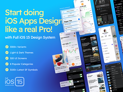 Design like a Pro with Full iOS 15 Design System for Figma android app button california dark design figma icon interface ios ios15 iphone light mobile screen system theme ui usa ux