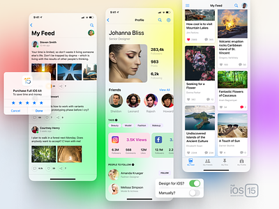 Full iOS 15 UI Kit — A Real Time Saver for Designers in Figma android crypto dark design figma finance glass intrface ios ios15 iphone lisht nobile social system transparent ui ux