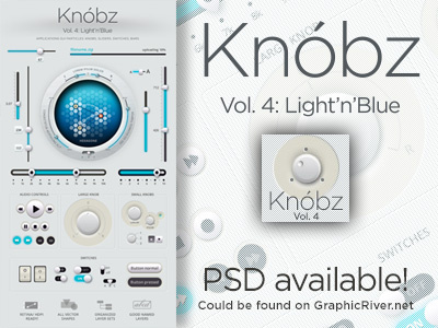 Knóbz Vol.4: Light'n'Blue apps audio bar gui interface knob knobz retina slider switch switcher ui