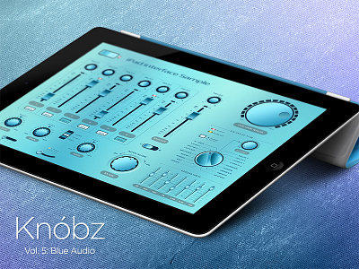 Knóbz Vol.5: Blue Audio UI Kit Demo design gui interface ios iphone knob knobz psd retina ui ui kit