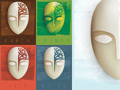 Brâncuși inspired mask for an eco project air brancusi brushwork eco face fire icon mask poster spirit tree water