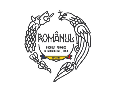 Logo-esque crest for an expat NGO from Connecticut, USA connecticut crest cross eagle founded illustration line lineart linework logo romania snake usa wolf