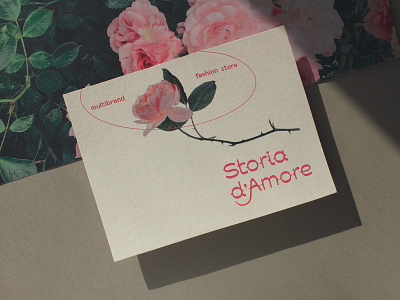 Storia d'Amore printed card brand branding card craft design fashion flower identity lettering logo logotype print rose typeface typography