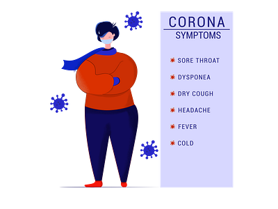 corona symptoms ai art awarness colorful corona coronavirus covid design hello dribble illustration man sad safety sick symptoms