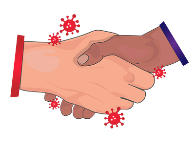 how virus spreads through handshake art awarness colorful corona coronavirus covid hands handshake hello dribble illustration illustrator people prevention simple spread virus