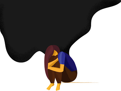 how Depression feels like art black depressed depression drawing dribbble feeling girl hello dribbble illustration sad woman