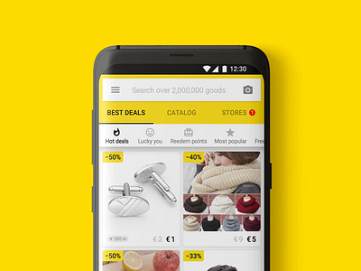 Factorymarket App Redesign Concept android animation black ecommerce factorymarket material design shop shop app shopping shopping app store yellow