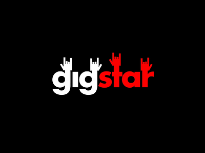 Gigstar animation black gig hands logo red star white