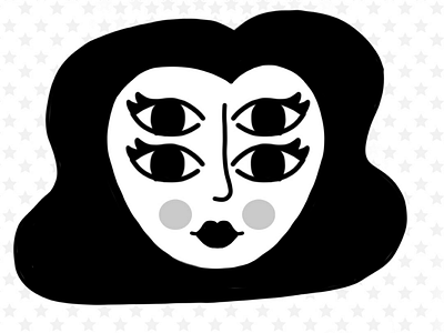 Frases gráficas: "Cuatro ojos" black and white diseño mano alzada tattoo design