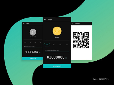 Pago Cryp androide app cryptocoin diseño moneda negro pago