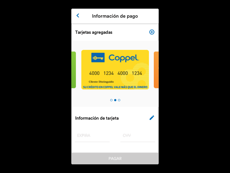 Tarjeta agregada app check out pago tarjeta de pago
