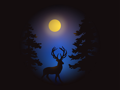 Night in the Woods colors deer gradient illustration art illustrator minimal mood moon night night mood space