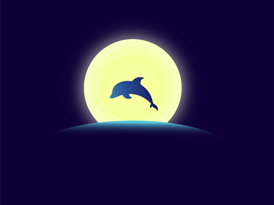 Dolphin in the Moonlight colors design dolphin gradient illustration illustrator minimal mood moon night sea space vector